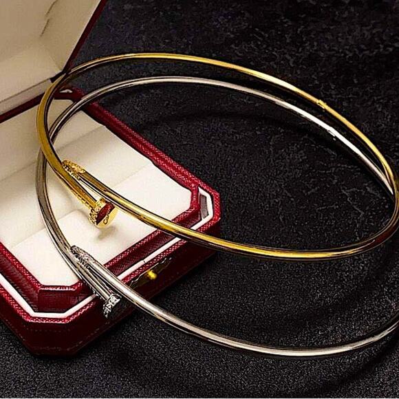 Gold Nail Zircon Choker Necklace Luxury Minimalist - Picture 6 of 7